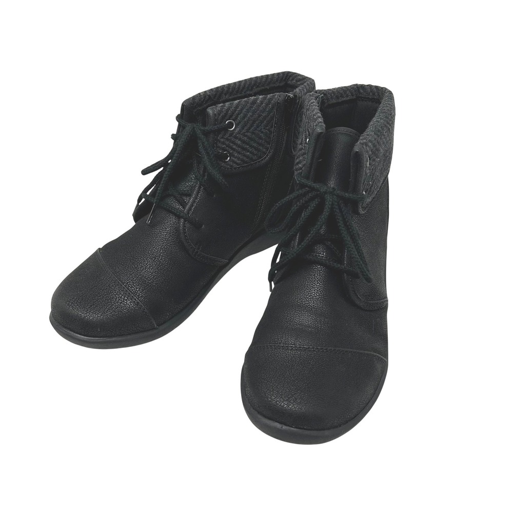 Clarks Cloudsteppers Sillian‎ Tana Black Ankle Boots Herringbone Knit Trim 7.5 M